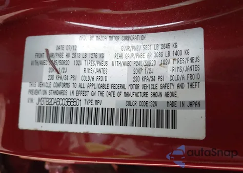 2012 Mazda Cx-9 Grand Touring из США, поврежденный, VIN JM3TB2DA6C0366501